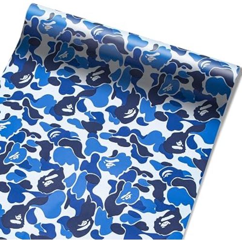 Self Adhesive Thicker Blue Camouflage Drawer Liner Contact Paper Peel and Stick Wallpaper Vinyl Film Decorative Shelf for Bedroom Shelves Cabinets Dresser Table Furniture Walls Decal 17.7X117 Inches