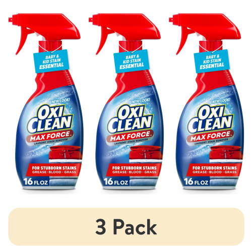 (3 pack) OxiClean Max Force Laundry Stain Remover Spray, Gentle Color-Safe Stain Treater, 16 fl oz