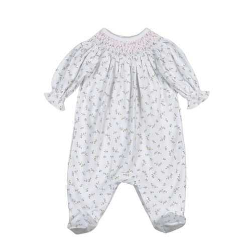 Bella Floral Smocked Bishop Footie