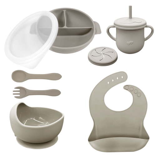 Allhall 9 Pcs Silicone Baby Feeding Set, Silicone Plates for Baby Toddler with Lids, Baby Bowls with Suction, Baby Led Weaning Supplies and Eating Essentials