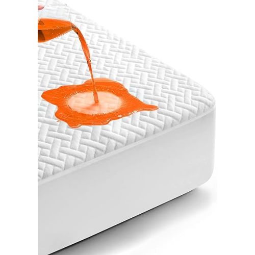 Protège-matelas 100 % imperméable pour grand lit, en viscose de bambou de qualité supérieure, ultra doux, respirant, silencieux, poche profonde de 20,3 à 53,3 cm