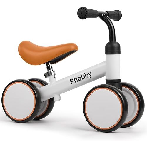 Phobby Baby Balance Bike Ride Toy for 1 2 Years Old Adjustable Seat, Brown