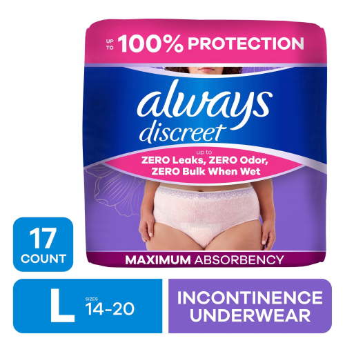 Always Discreet - Reimagined Adult Diapers for Women Size L, 17 Count​ HSA/FSA Eligible