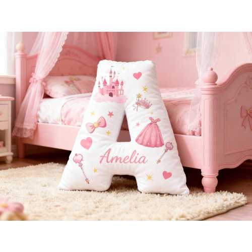 Personalized Little Girl Throw Pillow,Princess Alphabet Throw Pillow,Letter Pillow with Name,Birthday Gift,Easter Gifts,Gift for Daughter