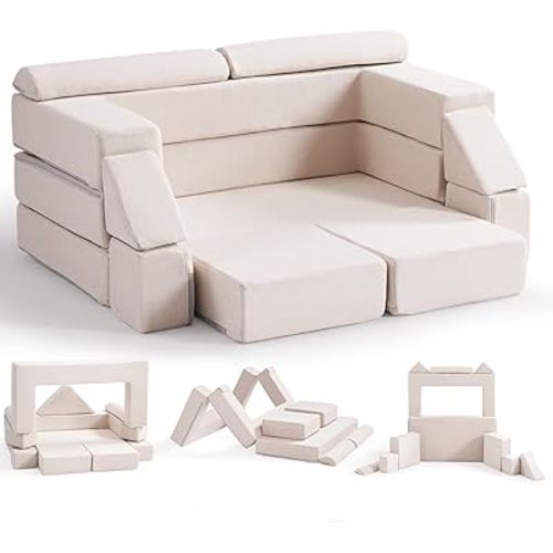 ROBOTIME Nugget Couch for Kids, Modular Kids Play Couch with Removable Washable Covers, Versatile Toddler Sofa for Playroom Forts, Lounging & Creative Play (3+ Years)