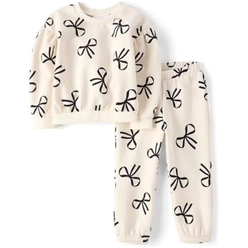 The Children's Place Baby Girls' And Toddler Long Sleeve Active Shirt and Pant, 2 Piece Outfit