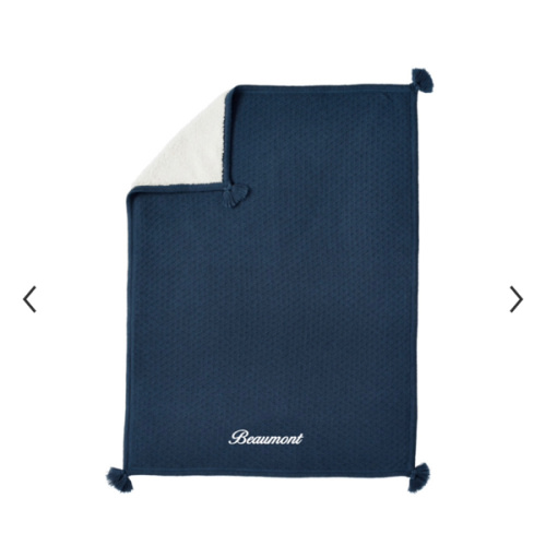 Personalized Navy Luxe Cable-Knit Sherpa Baby Blanket
