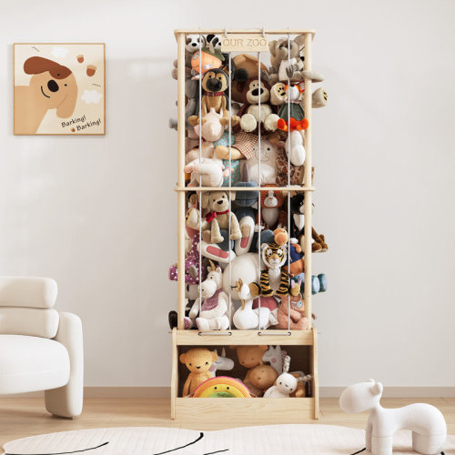 Isabelle & Max™ Solid Wood 2-in-1 Stuffed Animal Storage With Sturdy Cube Base & Elastic Rope, Space-saving Toy Storage For Playroom, Nursery Or Bedroom & Reviews | Wayfair