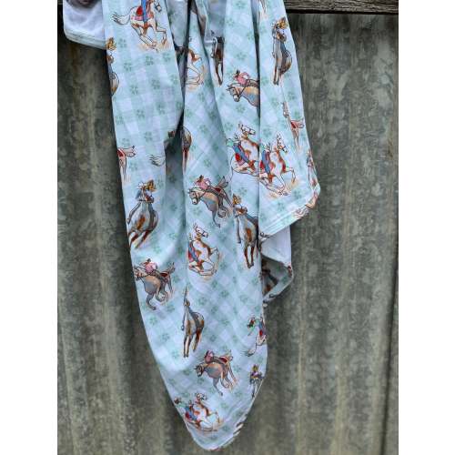 Teal Cowgirl Jersey Organic Cotton Swaddle