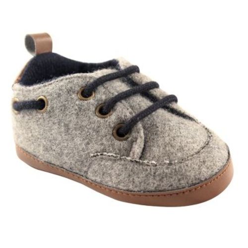 Luvable Friends Baby Boy Crib Shoes, Charcoal, 0-6 Months