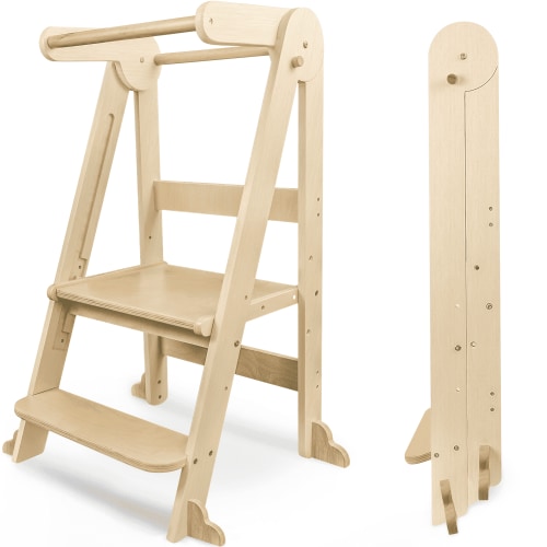 rytsas, Toddler Kitchen Standing Tower, Wooden with Safety Handles