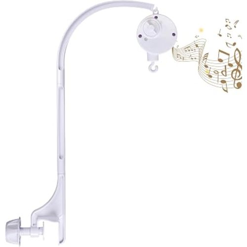 24 inch Baby Crib Mobile Bed Bell Holder Arm Bracket, with Music Box, The Foundation can be Adjusted Width-DIY Toy Decoration (24 inch with Music Box)