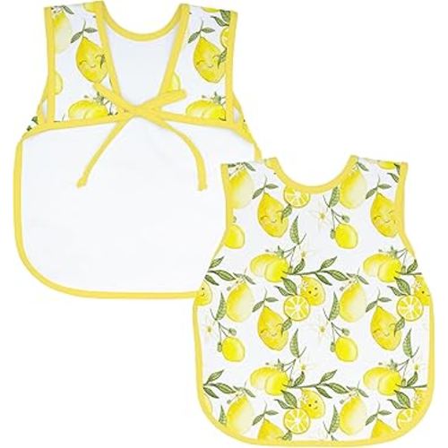 BapronBaby Fresh Lemon Bapron - No Neck Tie Safer Bib for Baby & Toddler - Soft Waterproof Stain Resistant - Machine Washable - Sz Baby/Toddler 6m-3T
