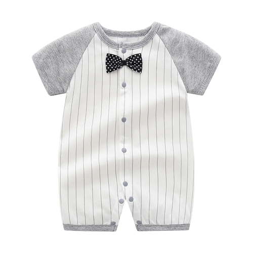 Kaemgyyd 3-24 M Baby Boy Summer Clothes Newborn Infant Crew Neck Button down Romper Cute Bow Striped Preemie Coming Home Outfit