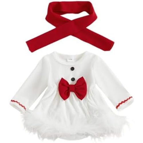 Newborn Baby Girl Christmas Outfit Gingerbread Man Romper Dress Infant Velvet Onesie Winter Cute Warm Clothes