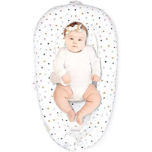 CosyNation Baby Lounger, Baby Nest for Co Sleeping, Soft and Breathable Newborn Lounger for Crib & Bassinet, Perfect for Traveling and Napping, Shower Gift for Baby Girl (Triangle)