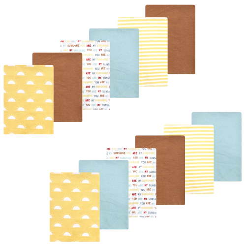 Luvable Friends Hudson Baby Cotton Poly Flannel Burp Cloths 12pk, Sunshine, One Size