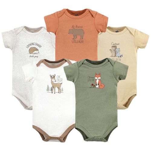 Hudson Baby Unisex Baby Cotton Bodysuits, Forest Deer 5-Pack