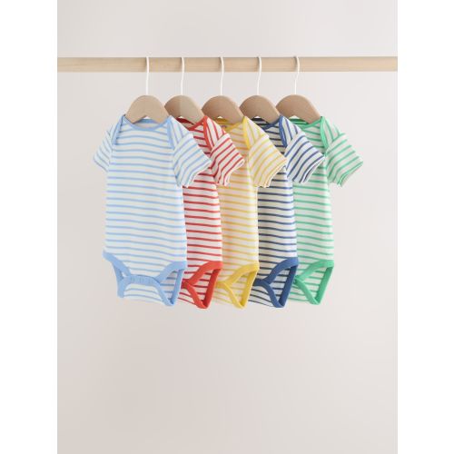 Bright Stripe Short Sleeve Baby Bodysuits 5 Pack