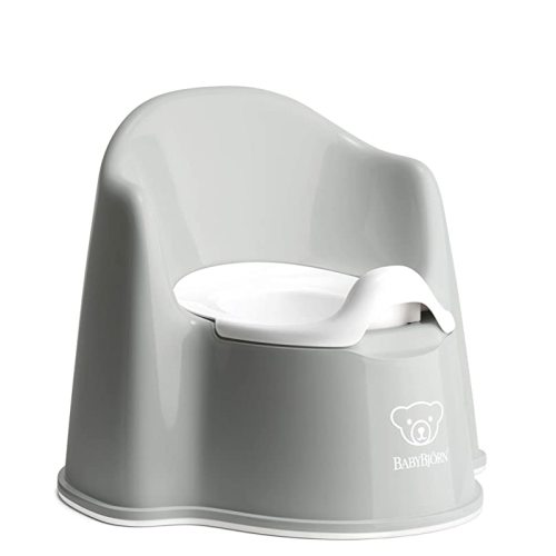 BabyBjörn Potty Chair, Gray/White Potty Training Toilet, Easy-to-Clean, Removable Inner Potty, Non-Slip