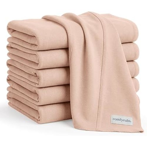 Comfy Cubs Baby Burp Cloths Set (Pack of 6) - Large, 6-Layer, Ultra Absorbent 100% Cotton for Infant Spit-Up, Drool, and Messes - Soft, Gentle, Thoughtful New Born Baby Gifts, Blush