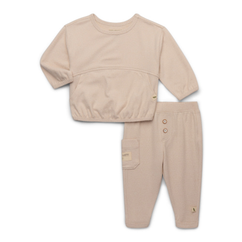 easy-peasy Babys Boys or Girls Loose Knit Sweatshirt and Jogger Pants with Side Pocket Set, 2-Piece, Sizes 0M-24M