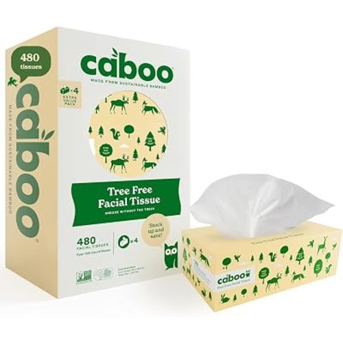 Caboo Tree Free Facial Tissues, 120 Tissues Per Box, 480 Total