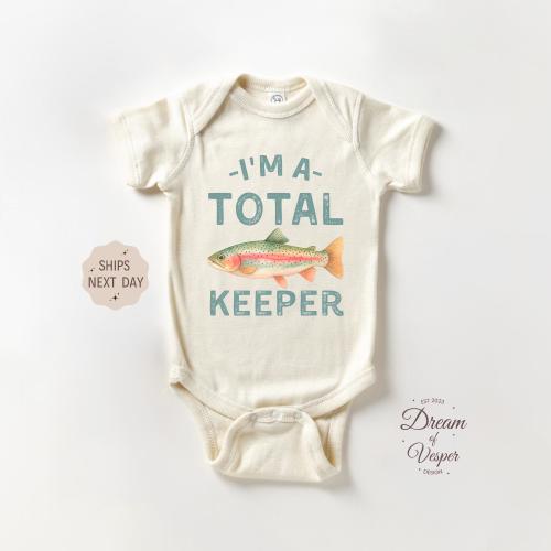 Total Keeper Baby Onesie®, Funny Fishing Bodysuit, Cute Outdoor Baby Outfit, Adorable Baby Shower Gift, Newborn Clothes For Fisherman Dad