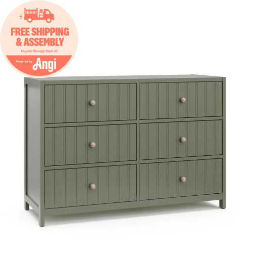 Graco Teddi 6 Drawer Nursery Double Dresser, Olive