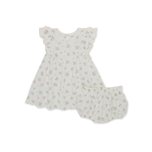 easy-peasy Baby Girls Print Dress and Diaper Cover, Sizes 0-24 Months