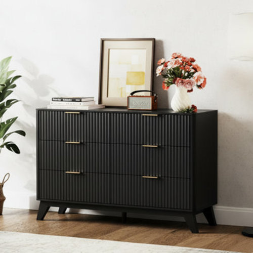Winston Porter 47" Double Row 6-Drawer Grid Chest Dresser & Reviews | Wayfair