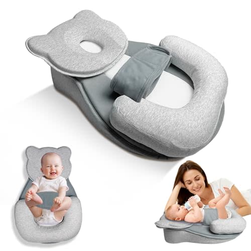 Donpemu Reflux Pillow for Baby, Baby Lounger Pillow for Infant Support Cushion Reflux Breastfeeding Pillow, Babies Feeding Support Pillow for Reducing Spit-Up with Safety Strap
