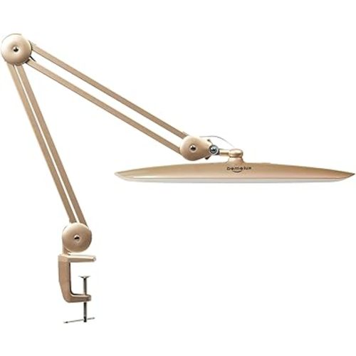 LED Desk Lamp with Clamp, Dimming Task Lamp for Reading Desktop Office Workbench Table Architect Sewing Study Home Craft, 117PCS LEDs, 2200 Lumens 20 Inch Metal Swivel Arm Work Lamp (Gold)