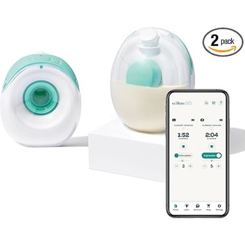 Willow Go - Hands Free Breast Pump - Wearable Breastfeeding Pump - Portable, Electric, Cordless, & 9 Levels of Hospital Grade Suction Strength - Postpartum Essentials - Double Breast Pump