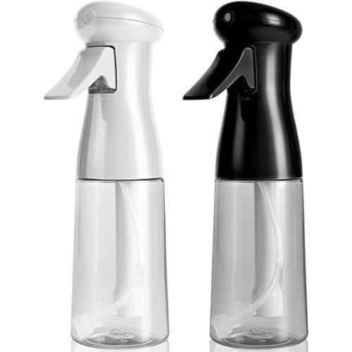 Bealee Spray Bottle For Hair, Continuous Mister Empty Spray Bottles, Ultra Fine Mist Water Sprayer for Hairstyling, Cleaning, Plants, Pets, Barbers, Salons, Essential Oil Scents - 2 Pack 6.8 OZ