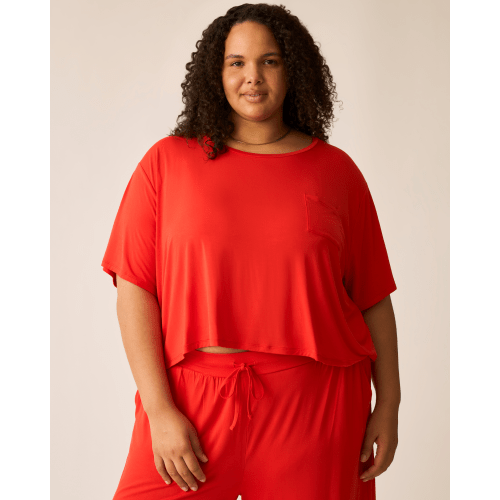 Aria Bamboo Casual Cropped Short Sleeve Top | Redwood - Kindred Bravely