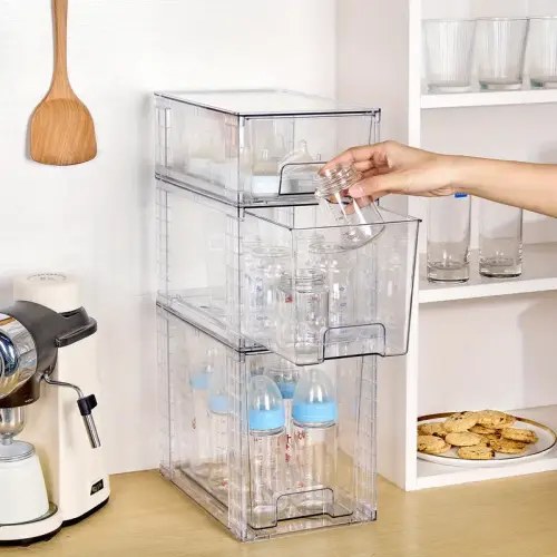 clear stackable storage bins lids handles easy assemble - Temu