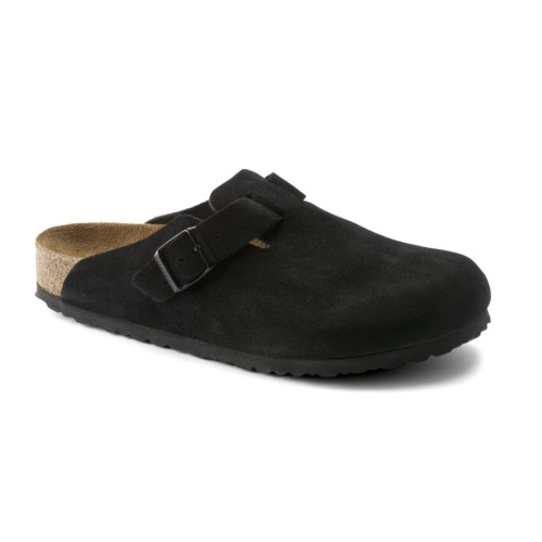 Boston Soft Footbed Suede Leather Black | BIRKENSTOCK