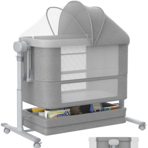 Electric Rocking Bassinet for Baby 5 and 1 Baby Bedside Bassinets with Remote Control Portable Bassinets Bedside Sleeper for Newborn with 3-Speed Swings Baby Crib in Bed with Wheels and storage basket Diaper Infant - TikTok Shop