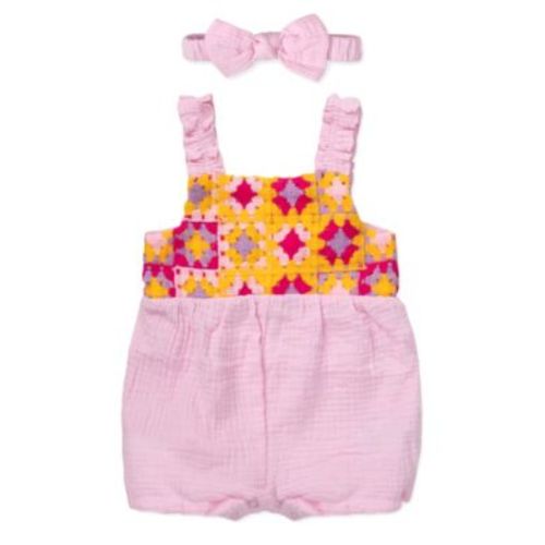 Baby Girls' Crochet Romper & Headband, 2-Piece Set
