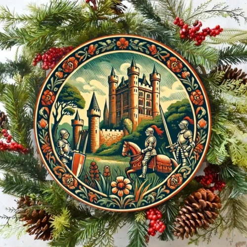 HELLOYOUNG Vintage Metal Wall Decor Medieval Castle Knight Sign, Weather-Resistant Indoor Outdoor Art, Rustic Home Decor, Unique Wall Hanging