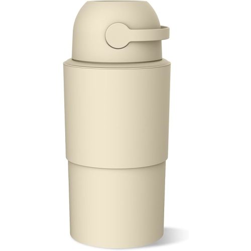 Pure Magic Baby Diaper Pail - Heka, Patented Odor-Stop System, Collapsible, Use Any Garbage Bag, One Hand Free Lever, 1 Roll of Bag incld. (Large, Beige)