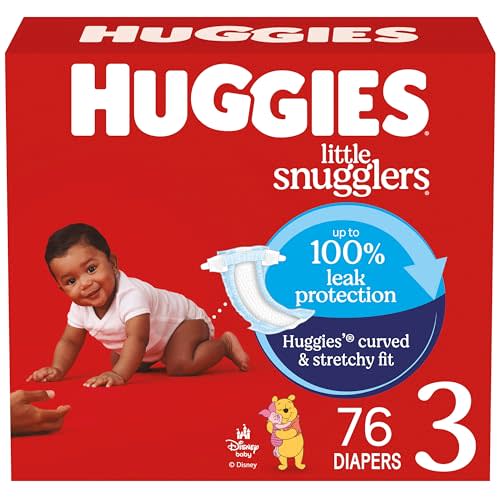 Huggies Size 3 Diapers, Little Snugglers Baby Diapers, Size 3 (16-28 lbs), 76 Count, Packaging May Vary