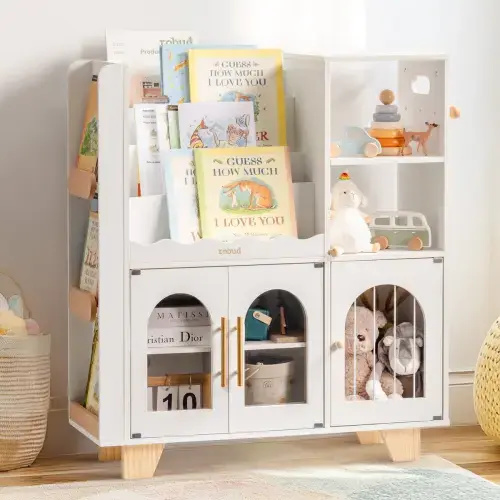 Latitude Run® 35''Hx31.2''W Kids Bookshelf and Toy Storage Organizer, Organizer Cabinet, Book Display & Reviews | Wayfair