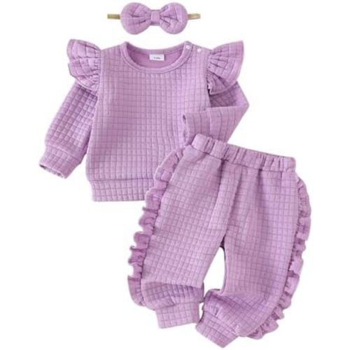 Baby Girl Clothes Toddler Sweatshirt Ruffled Infant Tops Casual Pants Fall Winter Outfits Set 3-24 Months