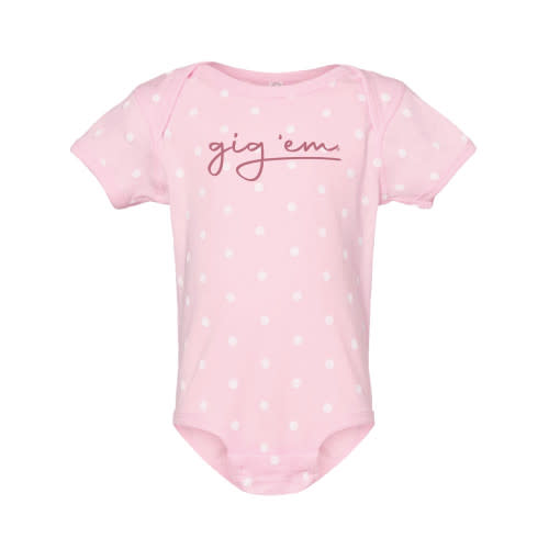 Infant Scripty Gig 'Em Onesie - Pink - The Warehouse at C.C. Creations