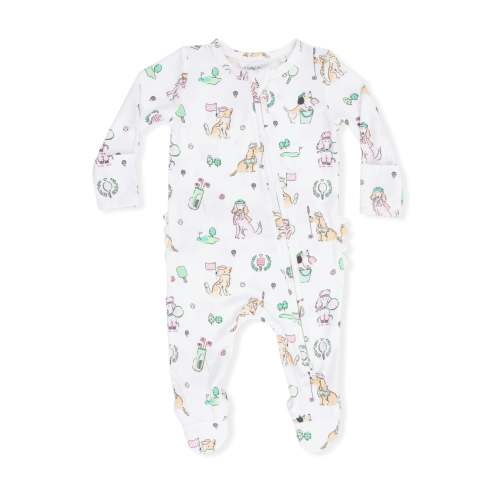 Country Club Dogs Pink - 2 Way Ruffle Back Zipper Footie