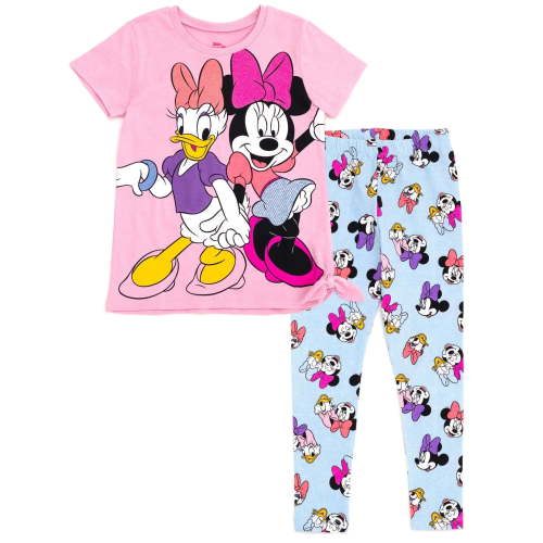 Disney Daisy Duck Minnie Mouse Toddler Girls T-Shirt and Leggings Outfit Set Pink / Blue 4T