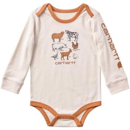 Carhartt Kid's CA6854 Long-Sleeve Farm Animals Bodysuit - Boys