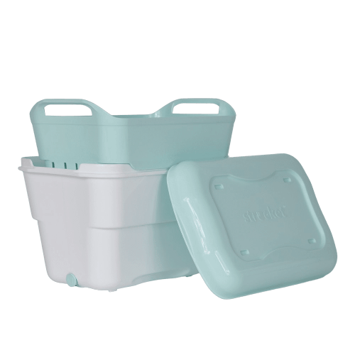 Mini Strucket Interlocking Strainer Bucket with Plug and Lid